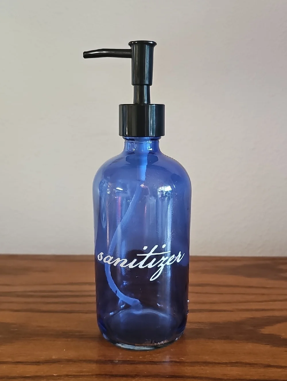 Blue Glass Sanitizer Pump Bottle, Tote 1 #2